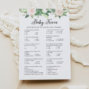 DEVON Baby Trivia Greenery Baby Shower Game Card