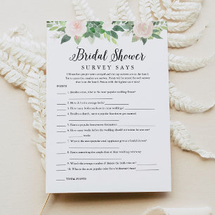 DEVON Bridal Shower Survey Says Game Card