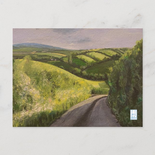 Devon Countryside Exeter England Painting Postcard (Front)
