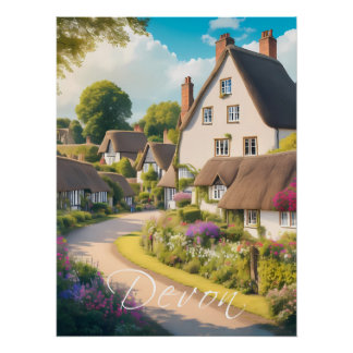 Devon England Travel Poster
