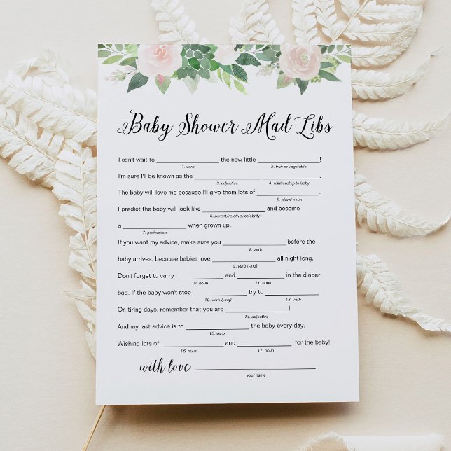 DEVON Greenery Baby Shower Libs Game Card (Creator Uploaded)