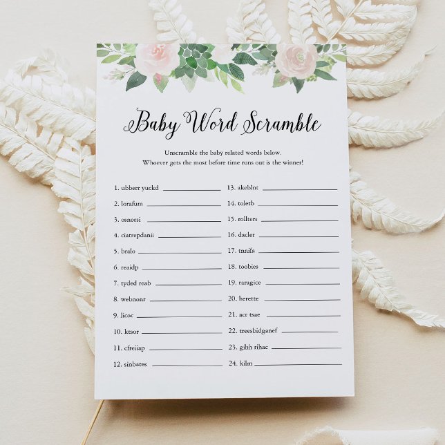 DEVON Greenery Baby Word Scramble Game Card (Creator Uploaded)