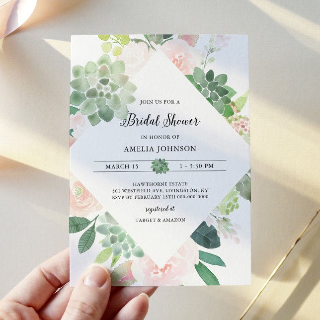 DEVON Greenery Succulent Bridal Shower Invitation (Creator Uploaded)