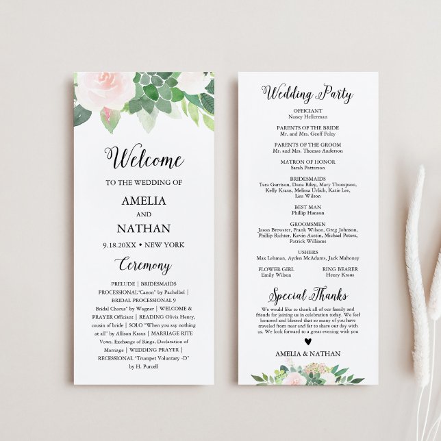 DEVON Greenery Succulent Wedding Program (Creator Uploaded)