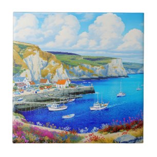 "Devon Harbour Dreamscape" – An English Seascape Ceramic Tile