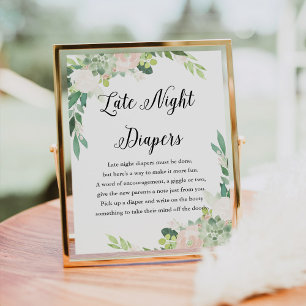 DEVON Late Night Diapers Baby Shower Sign