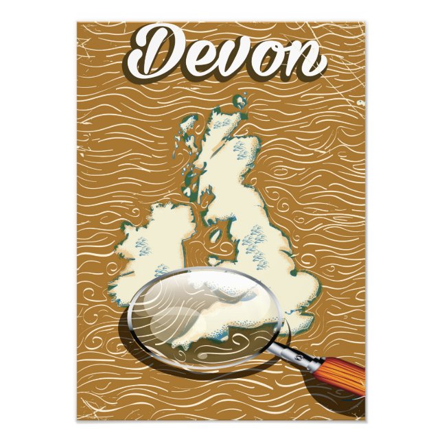 Devon map vintage travel poster (Front)