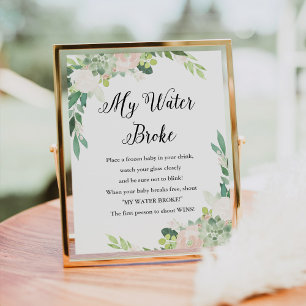 DEVON My Water Broke Baby Shower Game Sign