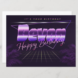 Devon Name First name lila retro card Birthday