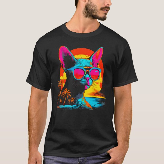 Devon Rex Cat Beach T-Shirt (Front)