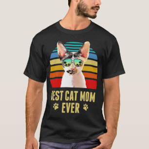 Devon Rex Cat Best Cat Mum Ever Retro Beach Vibe T-Shirt