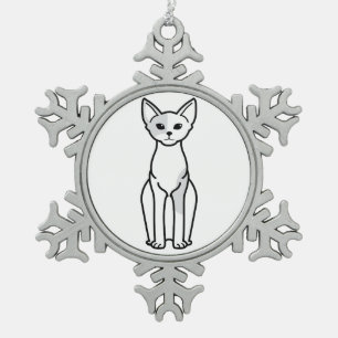 Devon Rex Cat Cartoon Snowflake Pewter Christmas Ornament