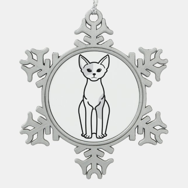 Devon Rex Cat Cartoon Snowflake Pewter Christmas Ornament (Front)