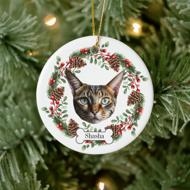 devon rex cat ceramic ornament (Tree)