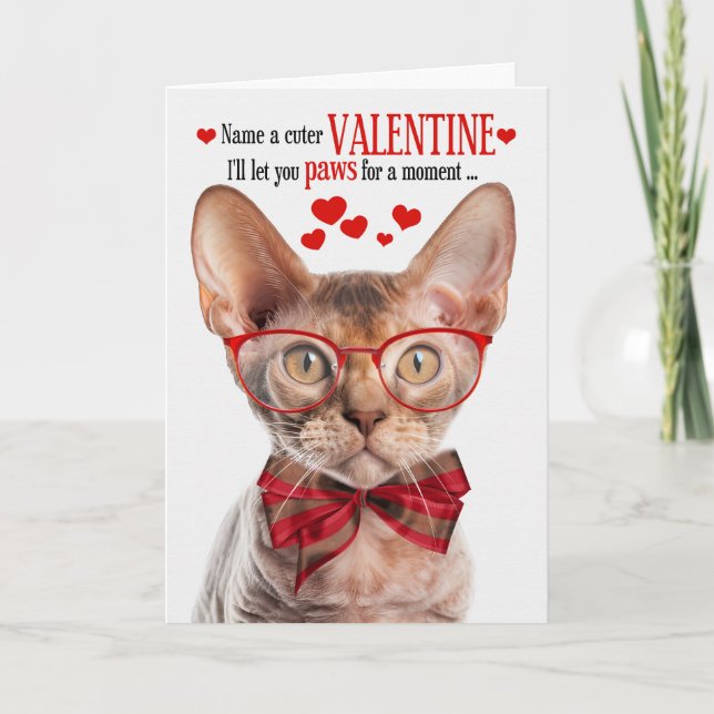 Devon Rex Cat Feline Humour Valentine's Day Holiday Card (Front)
