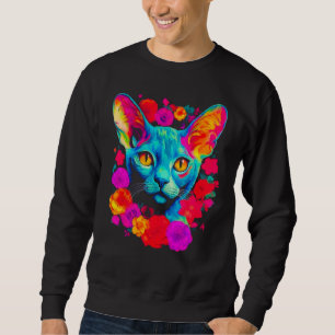 Devon Rex Cat Flower Sweatshirt