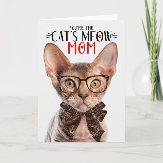 Devon Rex Cat for Mum on Mother's Day Holiday Card (Front)