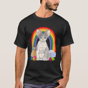 Devon Rex Cat Happy Easter Eggs Bunny T-Shirt