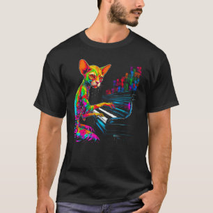 Devon Rex Cat Piano T-Shirt