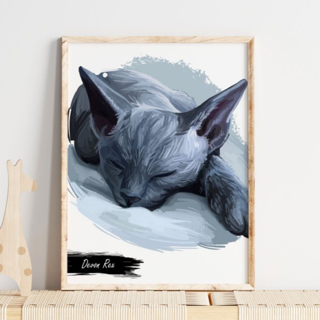 Devon Rex Cat Print | Cat Wall Print (Creator Uploaded)