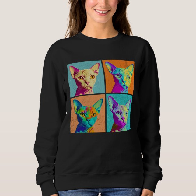 Devon Rex Pop Illustration Colorful Animal Women Sweatshirt (Front)