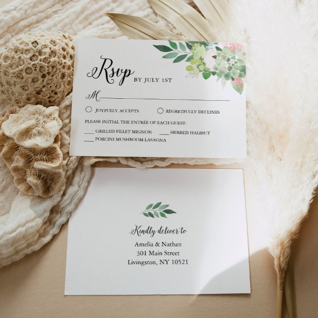 DEVON Succulent Greenery RSVP Card (Creator Uploaded)