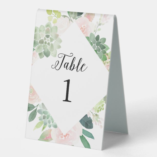 DEVON Succulent Greenery Table Number  (Front)