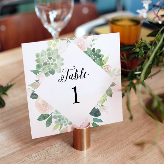 DEVON Succulent Greenery Table Number 5.25" Square (Creator Uploaded)