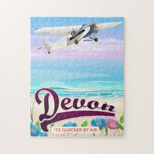 Devon vintage flight travel poster jigsaw puzzle