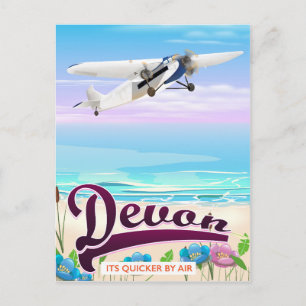 Devon vintage flight travel poster postcard