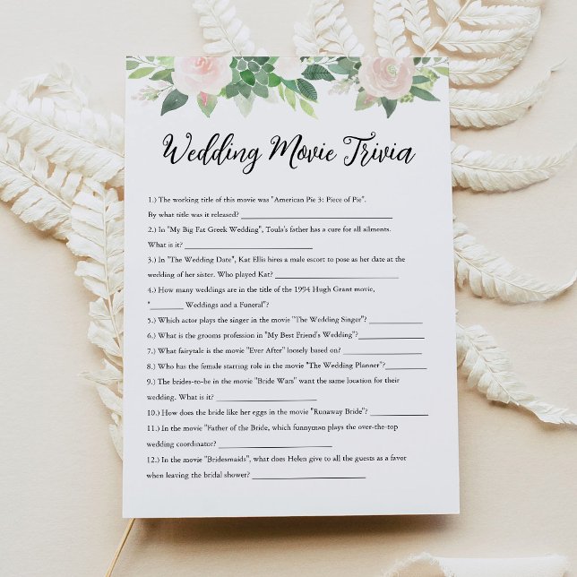 DEVON Wedding Movie Trivia Bridal Shower Game Invitation (Creator Uploaded)