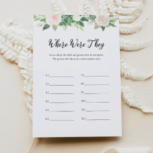 DEVON Where Were They Bridal Shower Game Card