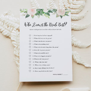 DEVON Who Knows The Bride Best Bridal Game Invitation