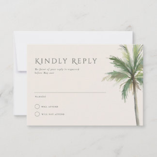 Devonport Modern Watercolor Palm Wedding RSVP Invitation