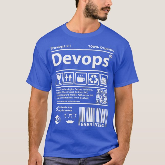 Devops Barcode programming computers source code T-Shirt (Front)