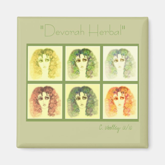 "Devorah Herbal" Square Magnet (Front)