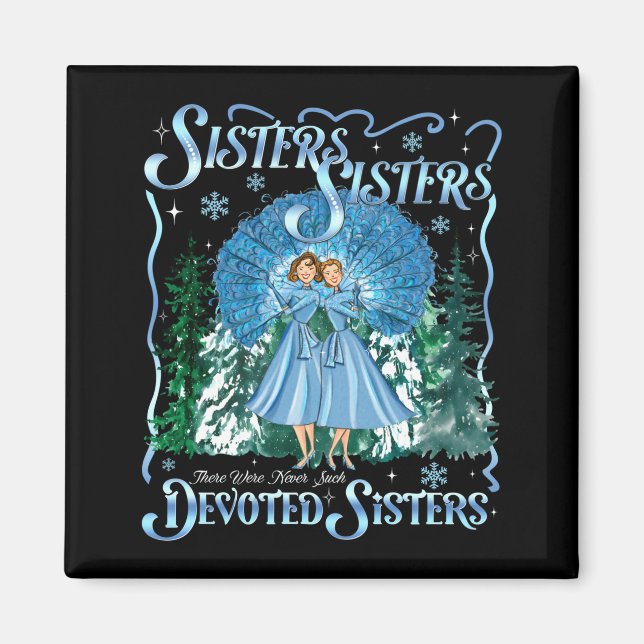 Devoted Sisters Merry Christmas White Xmas Pajamas Magnet (Front)