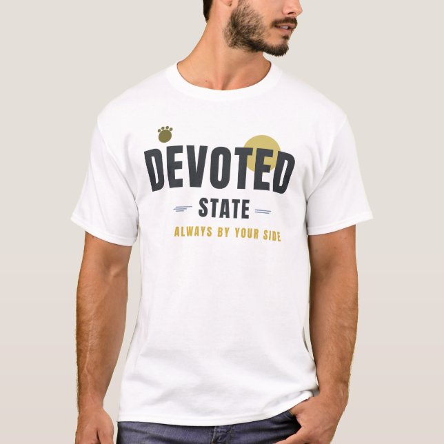 DEVOTED STATE – Dog Lover Geometric Typography Des T-Shirt (Front)