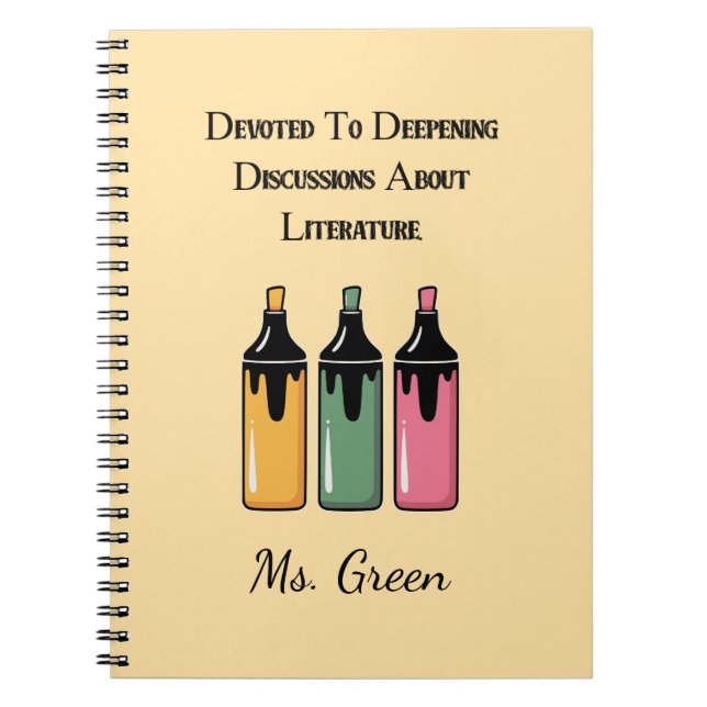 Devoted To Deepening Discussions About Literature Notebook (Front)