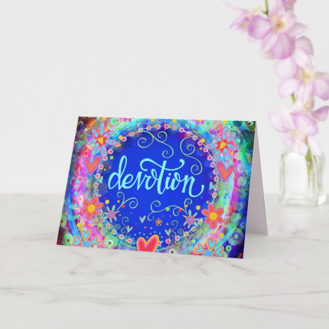 Devotion Pretty Blue Floral Whimsical Fun Card (Orchid)