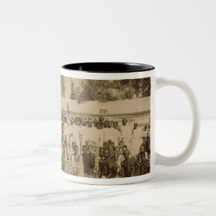 Devotions at the Arakan Pagoda, Mandalay, Two-Tone Coffee Mug