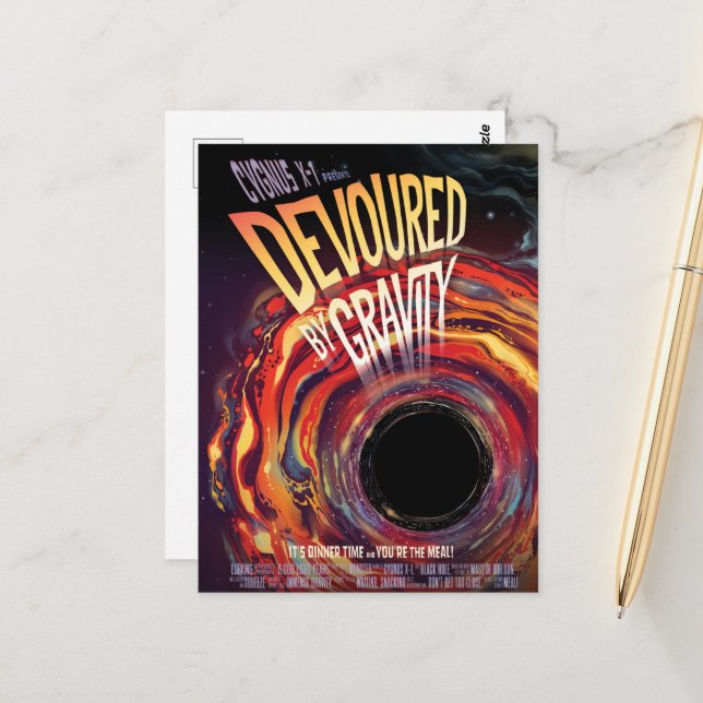 Devoured By Gravity Halloween Hole Black Horror Postcard (Front/Back In Situ)