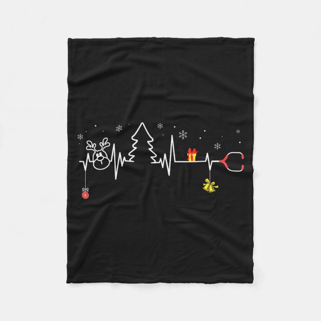 Devoxtee Christmas Tree Heartbeat Funny Christmas  Fleece Blanket (Front)