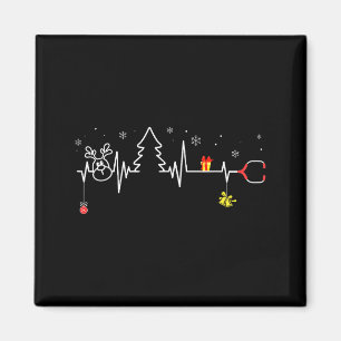 Devoxtee Christmas Tree Heartbeat Funny Christmas  Magnet