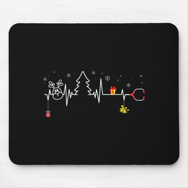 Devoxtee Christmas Tree Heartbeat Funny Christmas  Mouse Pad (Front)