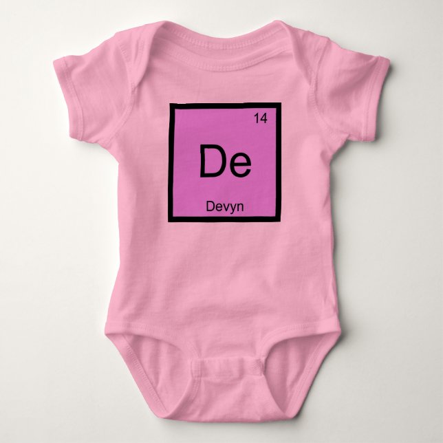 Devyn Name Chemistry Element Periodic Table Baby Bodysuit (Front)