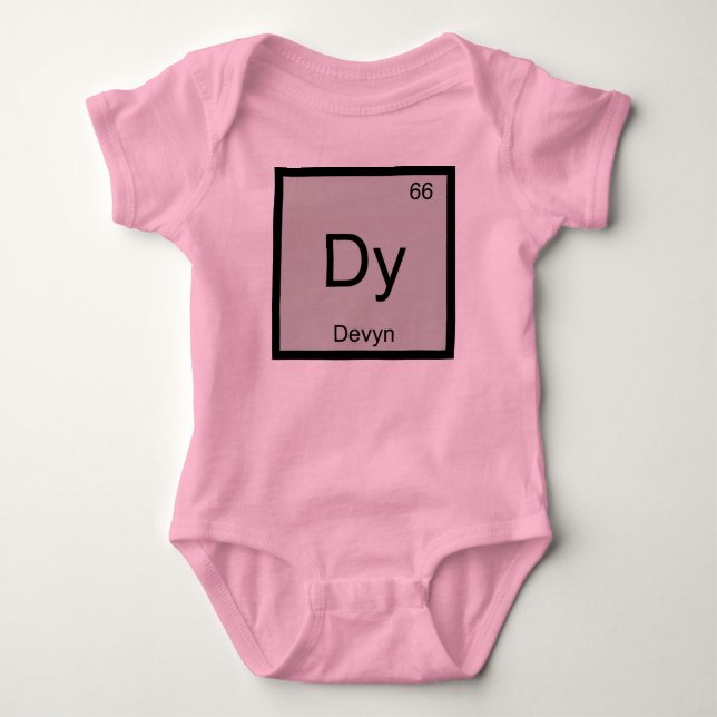 Devyn Name Chemistry Element Periodic Table Baby Bodysuit (Front)