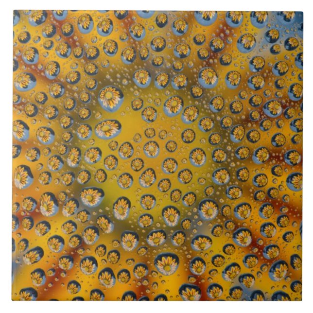 Dew Drop reflection of flower, Crescent City, Tile (Front)