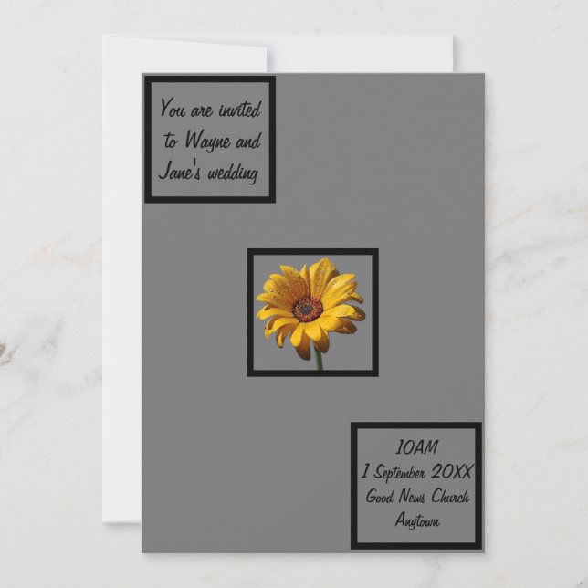 Dew Drops Daisy Wedding Invitation (Front)