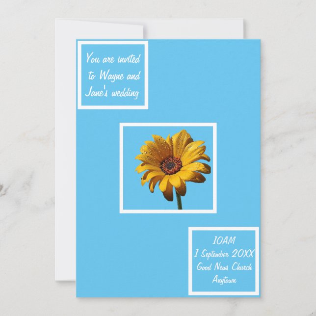 Dew Drops Daisy Wedding Invitation (Front)